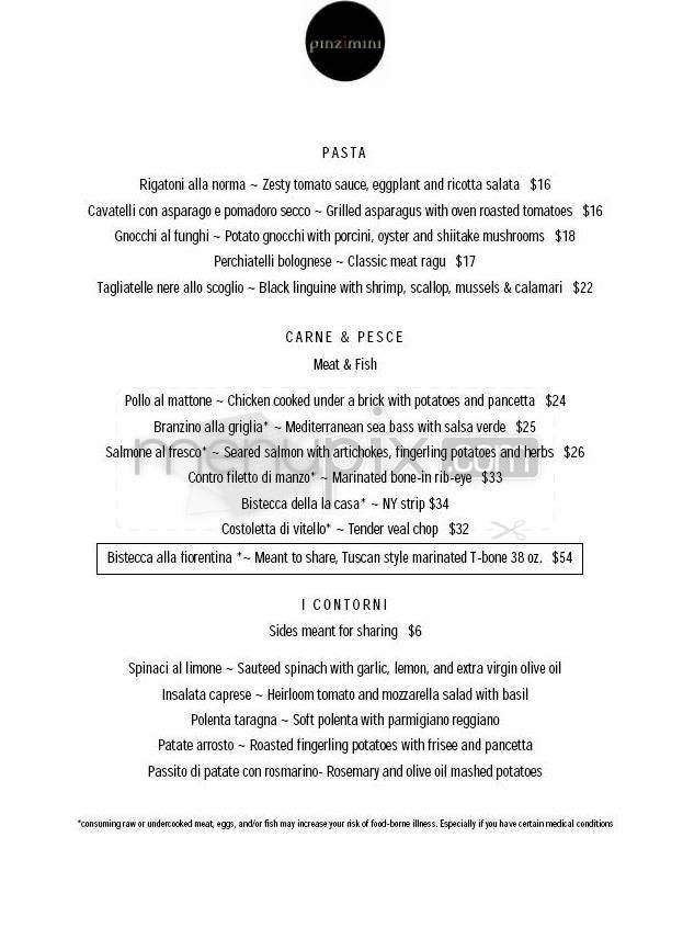 Pinzimini at The Westin Arlington Gateway - Arlington, VA menu_pic