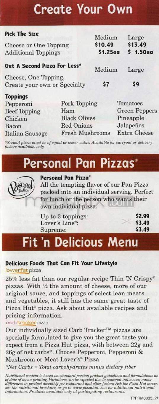 Pizza Hut - Bethesda, MD menu_pic