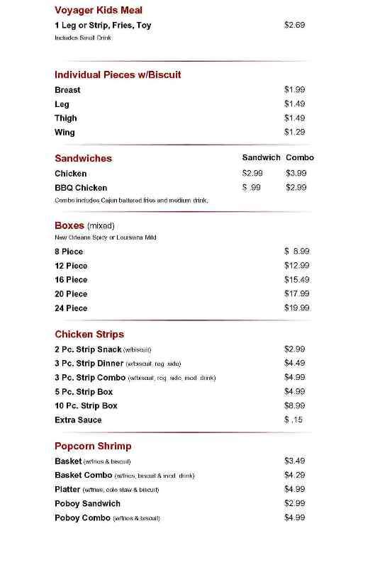 Popeye's Chicken & Biscuits - Arlington, VA menu_pic