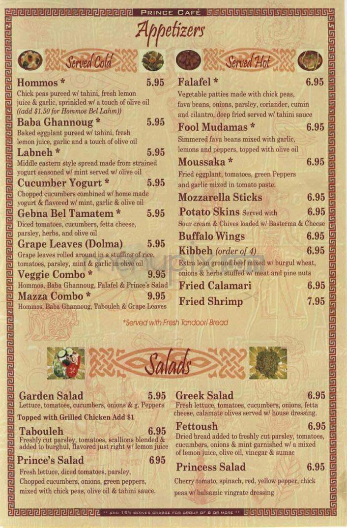 Prince Cafe - Washington, DC menu_pic