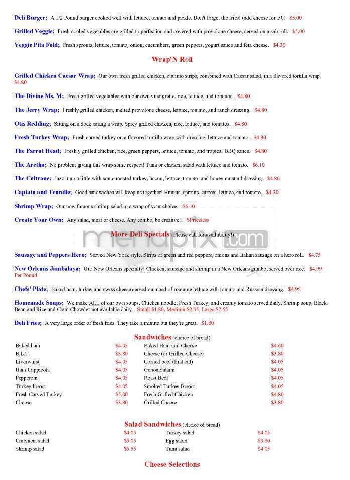 Pumpernickel's Deli - Washington, DC menu_pic