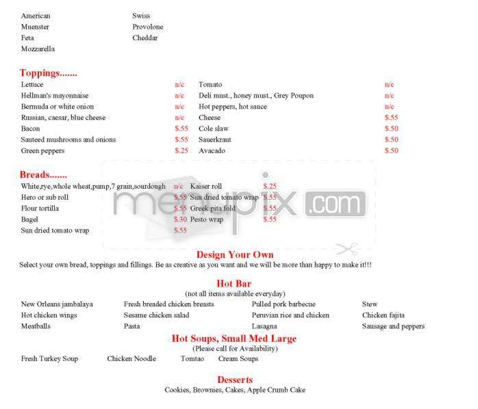 Pumpernickel's Deli - Washington, DC menu_pic