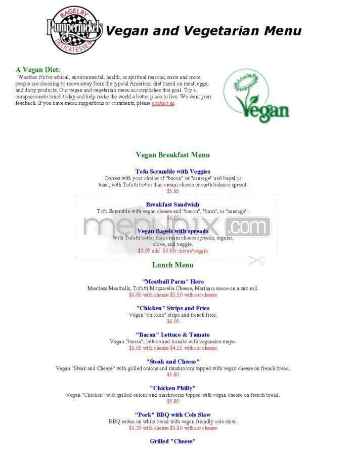 Pumpernickel's Deli - Washington, DC menu_pic