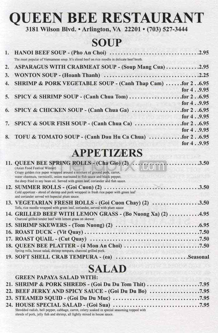 Queen Bee - Arlington, VA menu_pic
