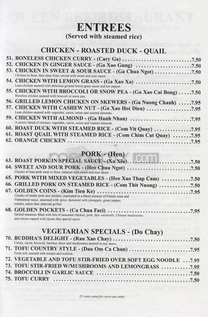 Queen Bee - Arlington, VA menu_pic