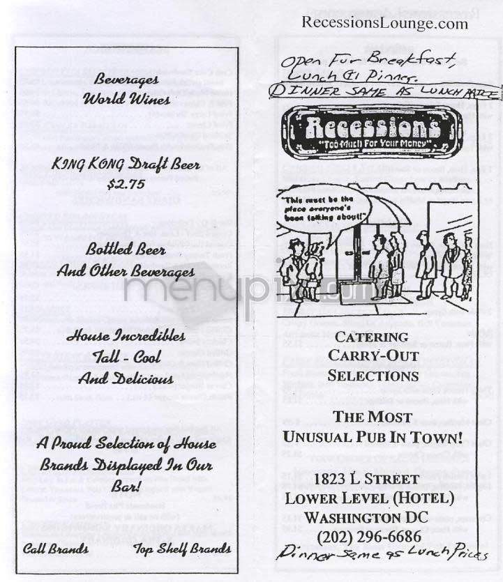 Recessions - Washington, DC menu_pic