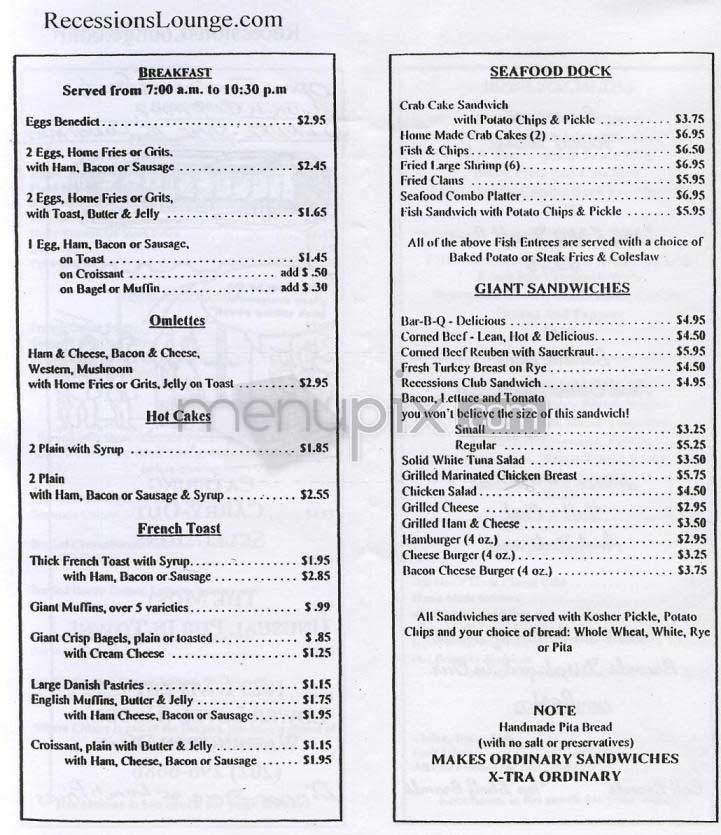 Recessions - Washington, DC menu_pic