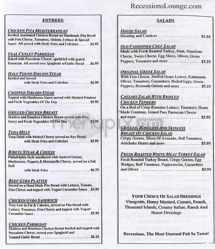 Recessions - Washington, DC menu_pic
