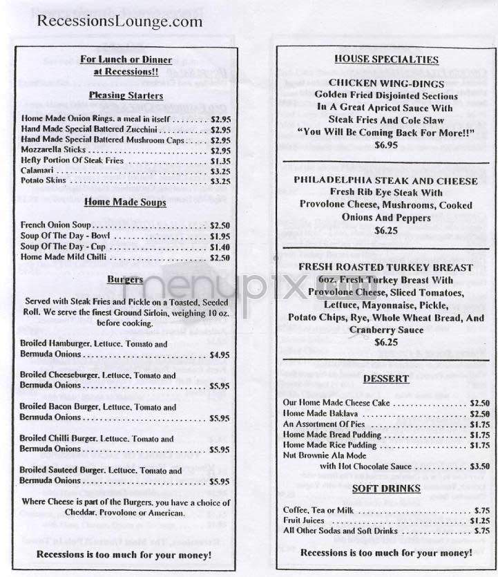 Recessions - Washington, DC menu_pic