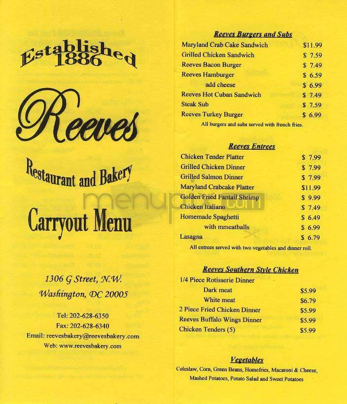 Reeves - Washington, DC menu_pic