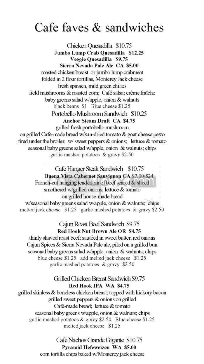 Afterwords Cafe - Washington, DC menu_pic