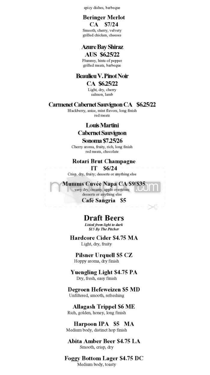 Afterwords Cafe - Washington, DC menu_pic