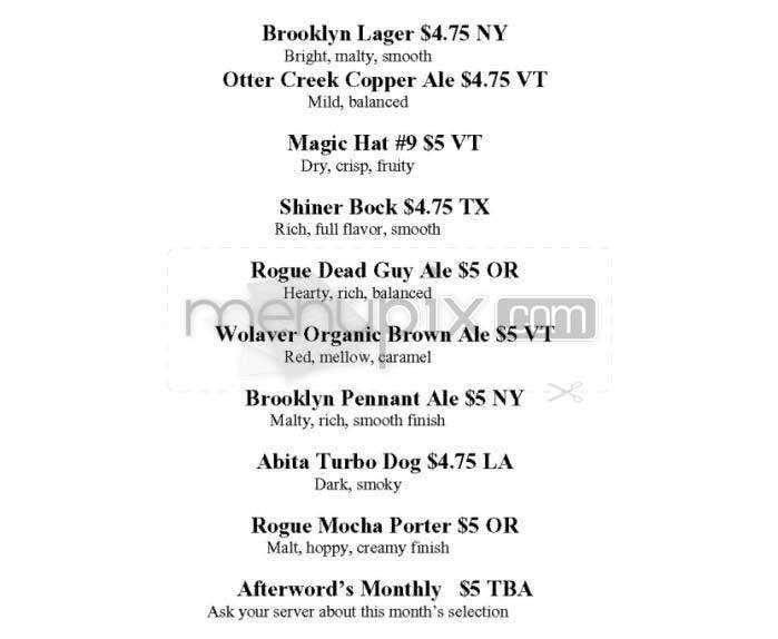 Afterwords Cafe - Washington, DC menu_pic
