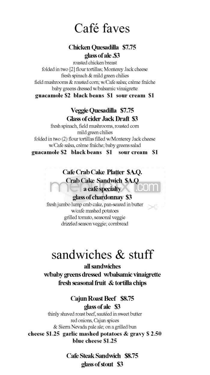 Afterwords Cafe - Washington, DC menu_pic