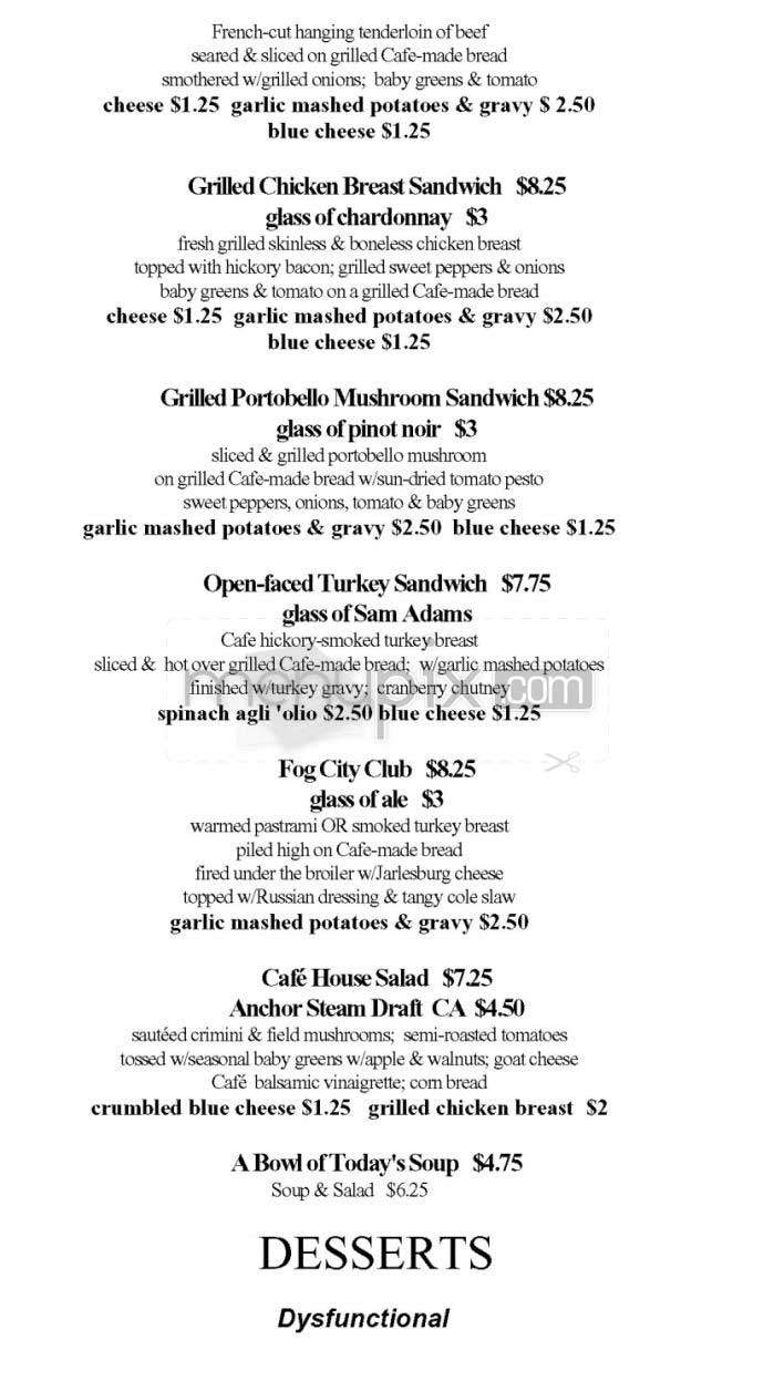 Afterwords Cafe - Washington, DC menu_pic