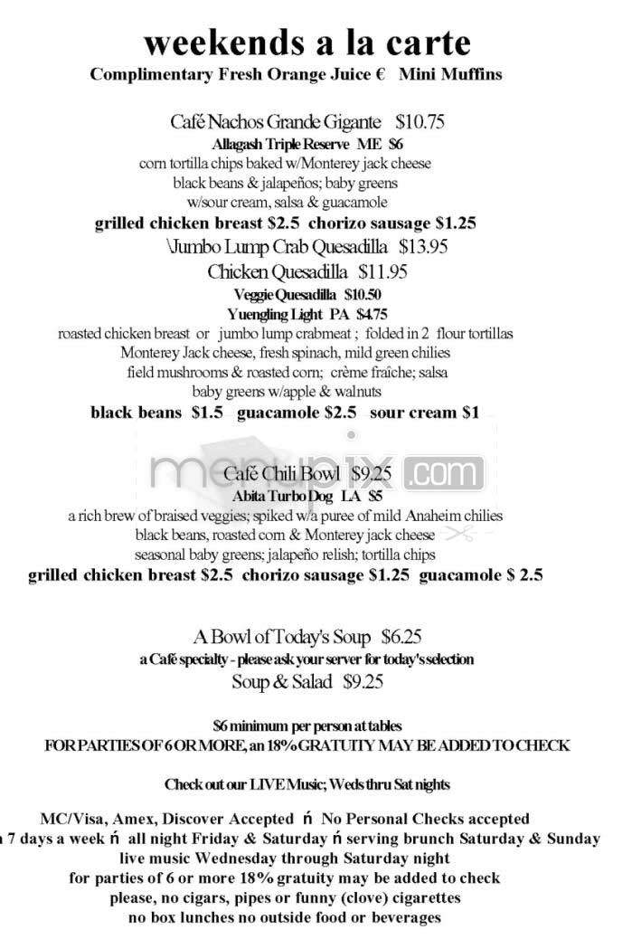 Afterwords Cafe - Washington, DC menu_pic