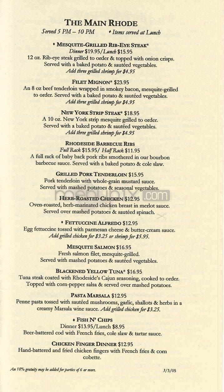 Rhodeside Grill - Arlington, VA menu_pic