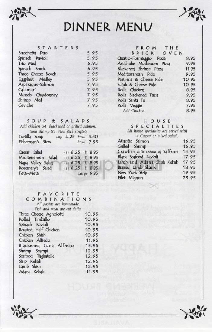 Rosemary's Thyme Bistro - Washington, DC menu_pic