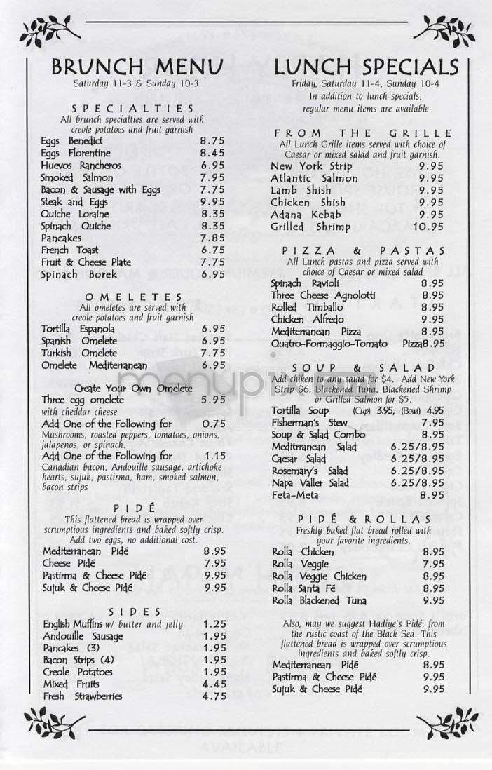 Rosemary's Thyme Bistro - Washington, DC menu_pic