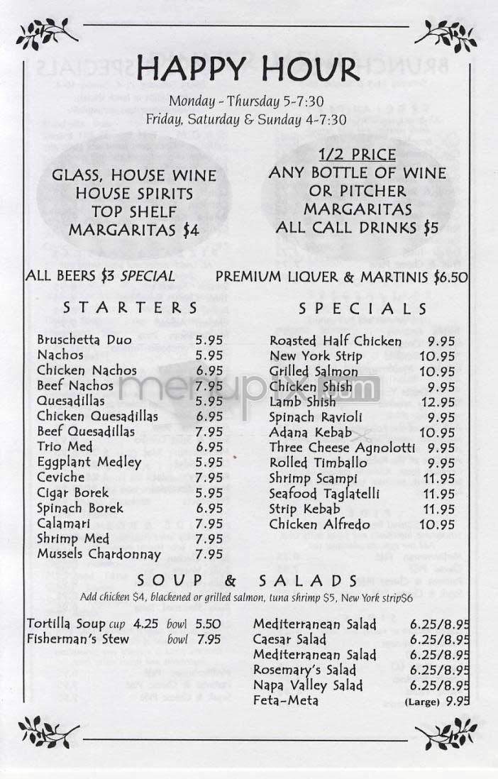 Rosemary's Thyme Bistro - Washington, DC menu_pic