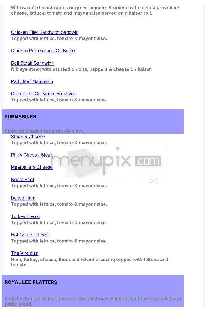 Royal Lee - Arlington, VA menu_pic