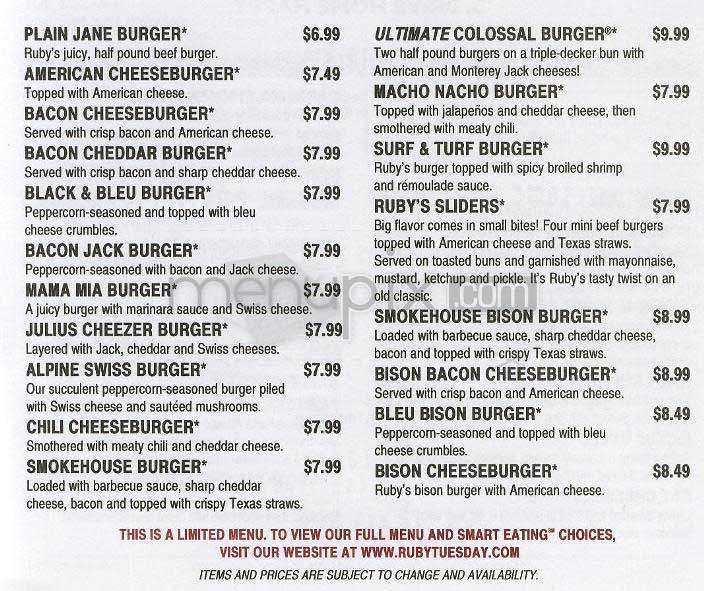 Ruby Tuesday - Washington, DC menu_pic