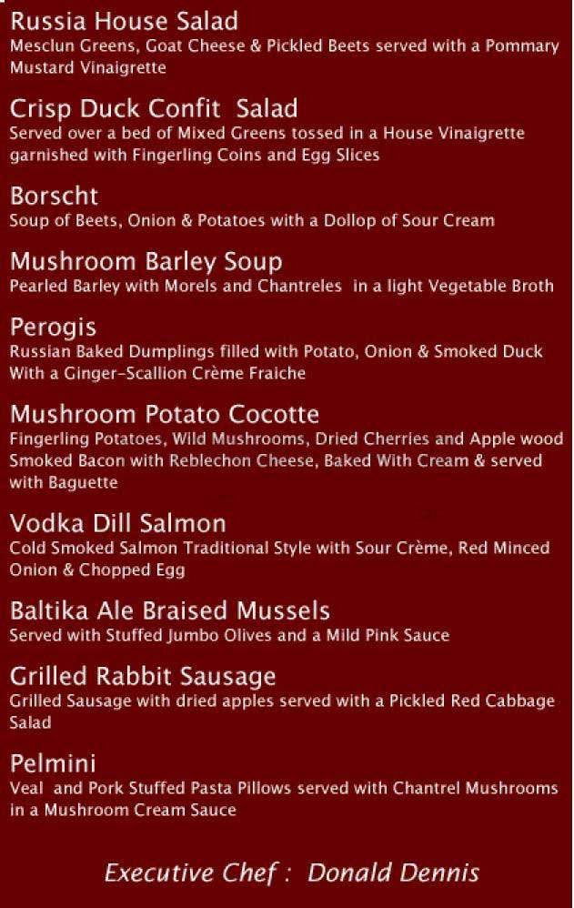 Russia House - Washington, DC menu_pic