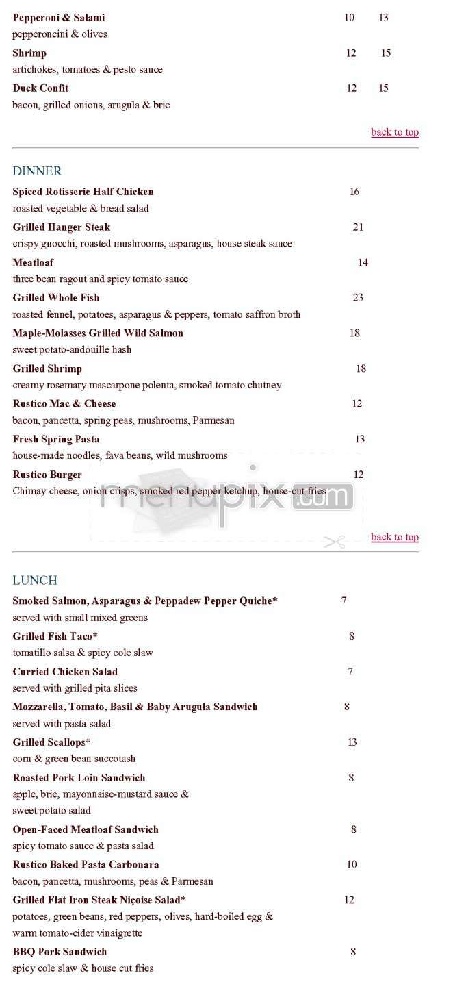 Rustico - Alexandria, VA menu_pic