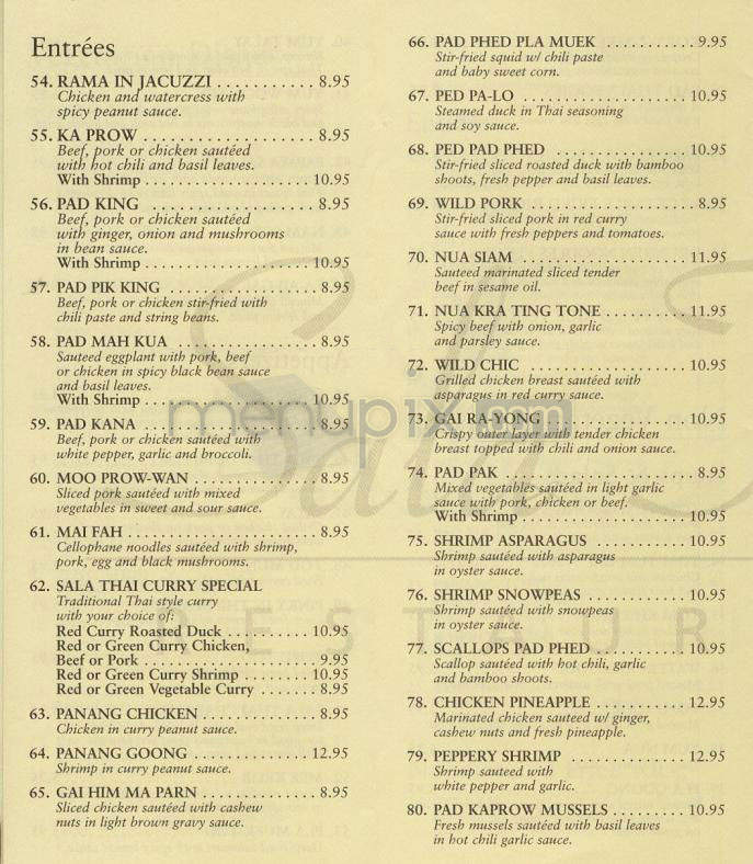 Sala Thai - Washington, DC menu_pic