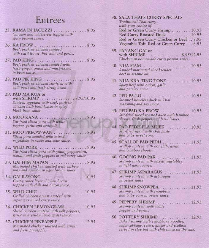 Sala Thai - Washington, DC menu_pic