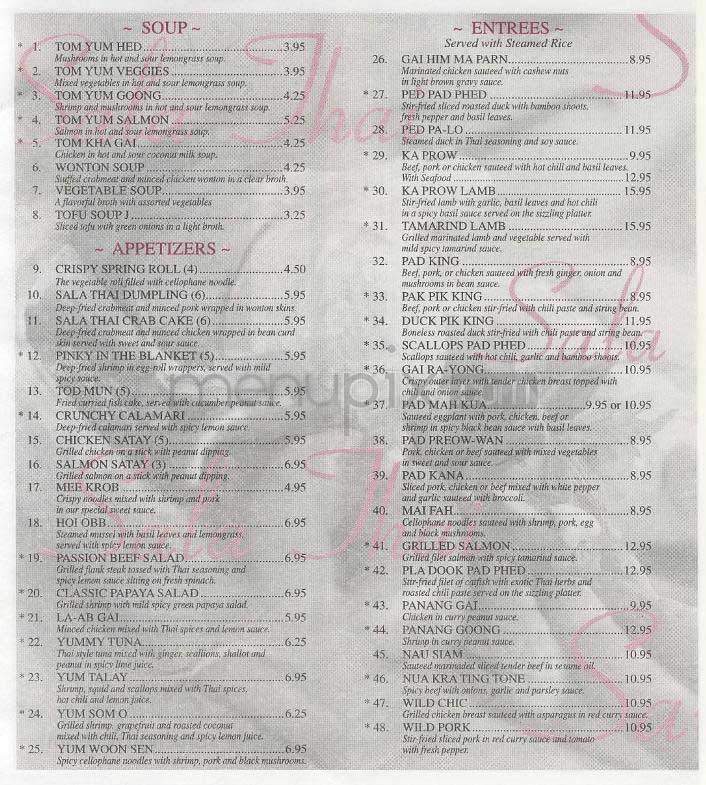 Sala Thai - Arlington, VA menu_pic