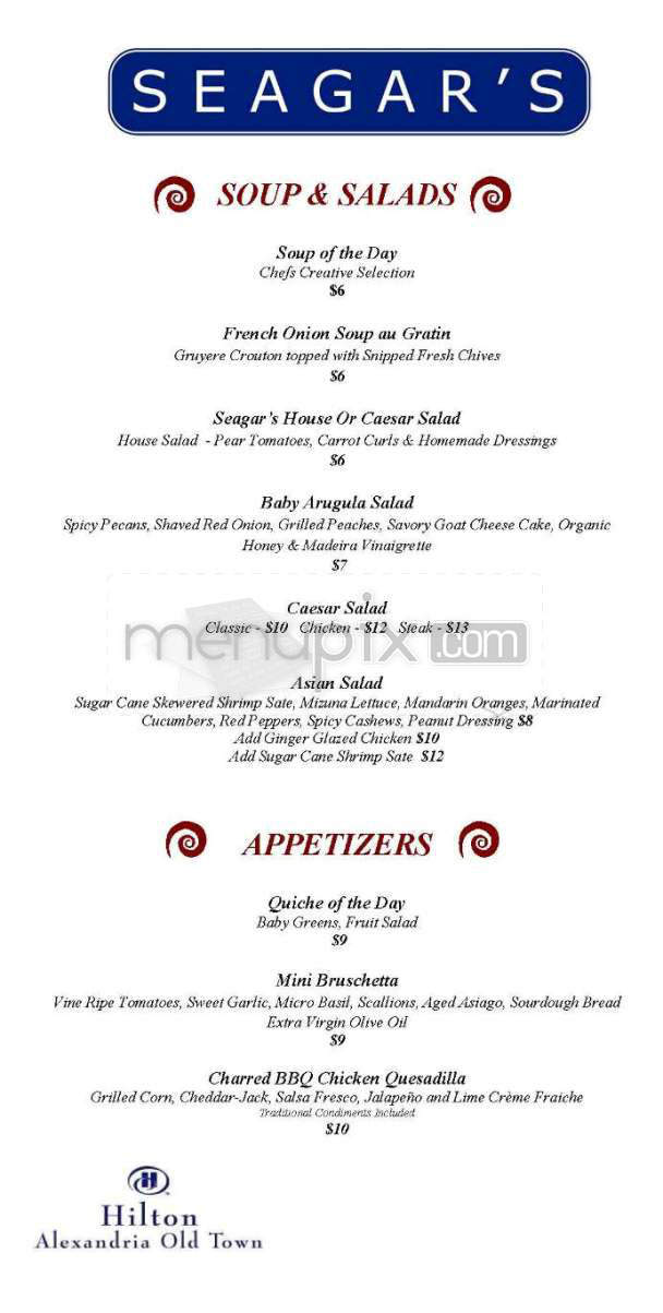 Seagar's Restaurant - Alexandria, VA menu_pic