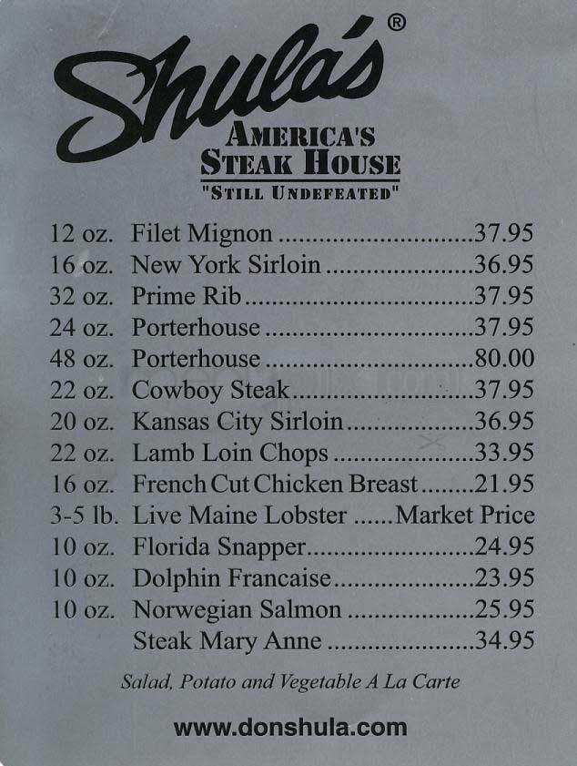 Shula's - Washington, DC menu_pic