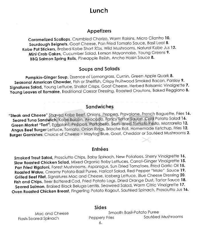 Signatures - Washington, DC menu_pic