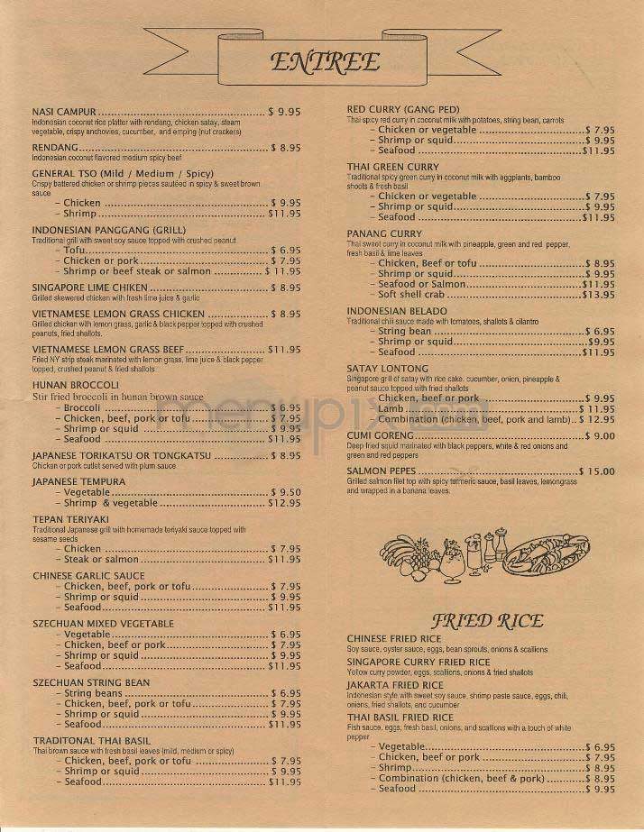 Singapore Bistro - Washington, DC menu_pic