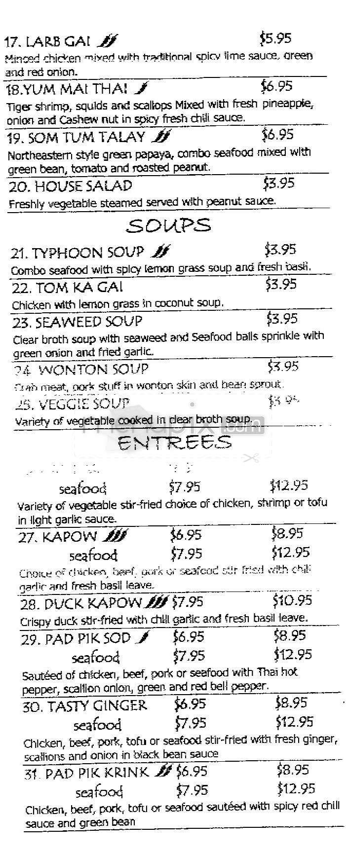 Singh Tai - Arlington, VA menu_pic