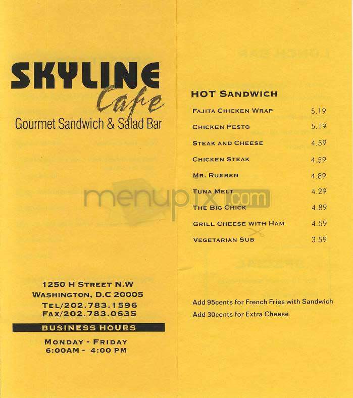Skyline Cafe - Washington, DC menu_pic