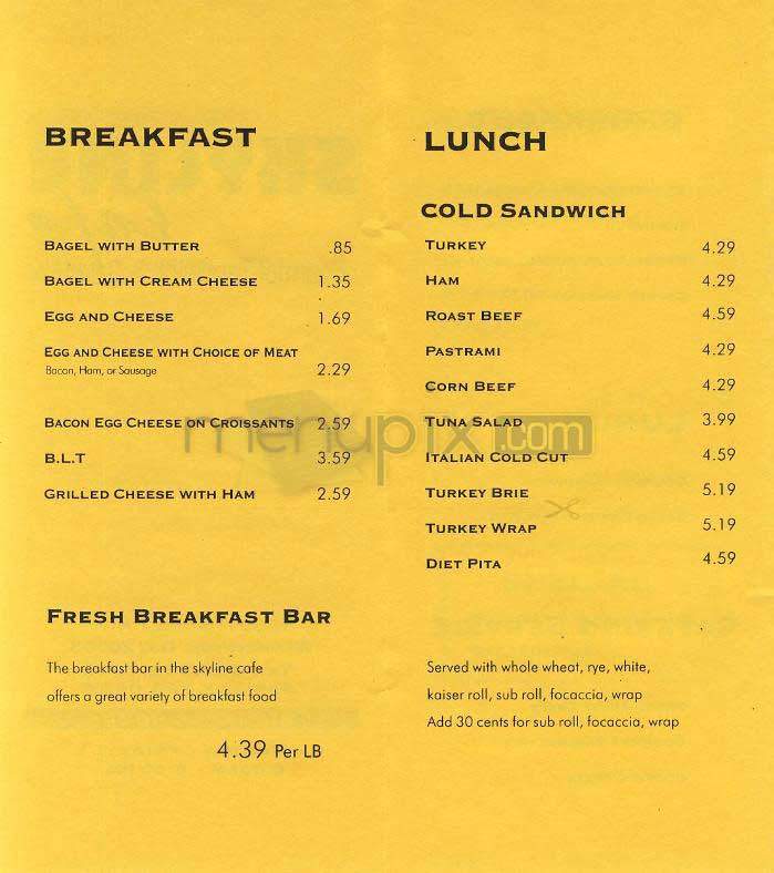 Skyline Cafe - Washington, DC menu_pic