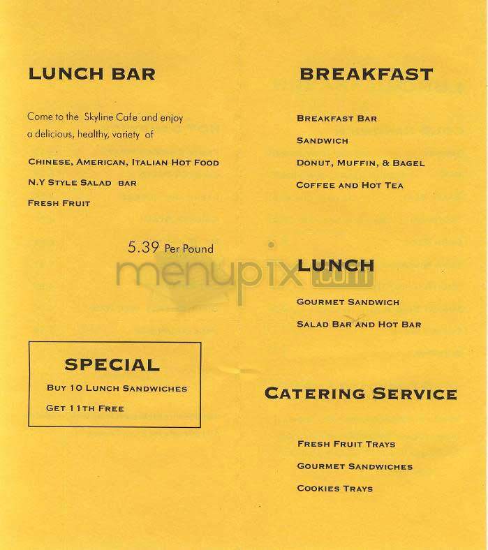 Skyline Cafe - Washington, DC menu_pic