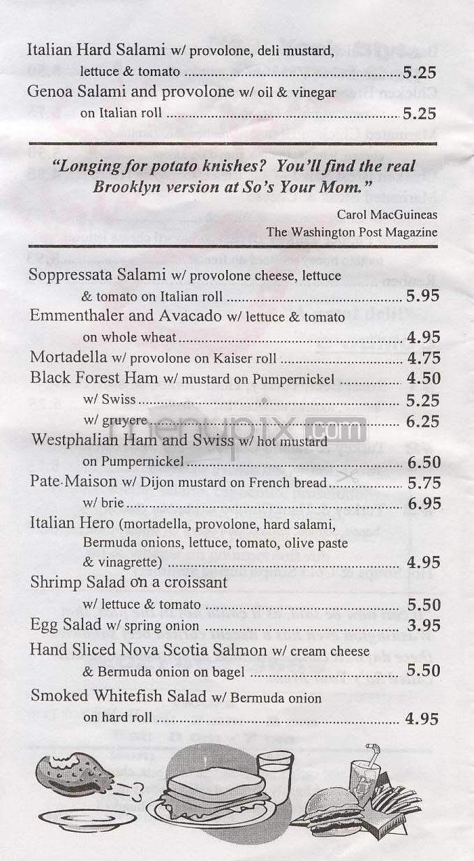 So's Your Mom - Washington, DC menu_pic