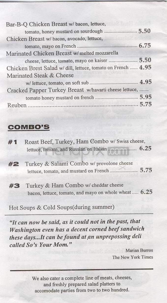 So's Your Mom - Washington, DC menu_pic