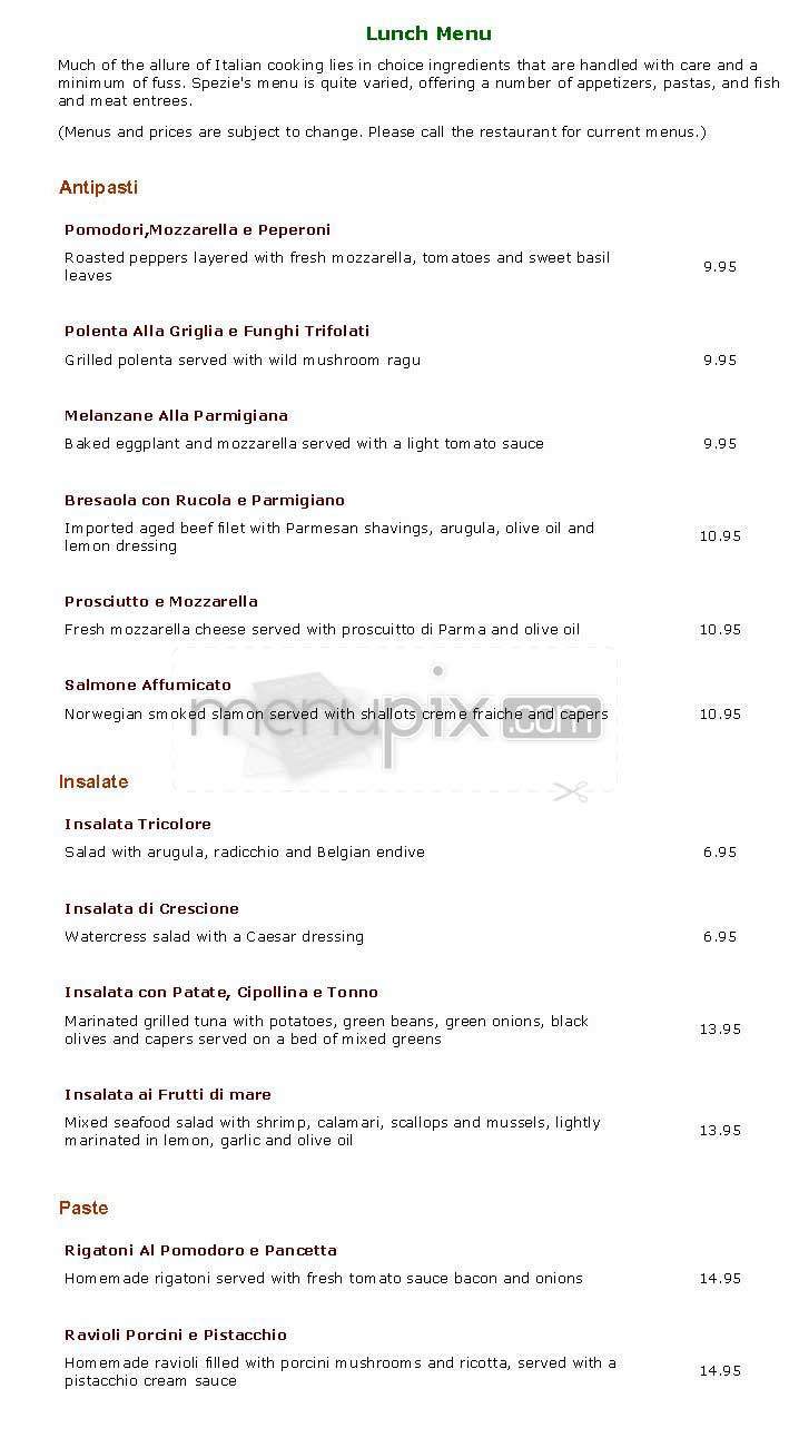 Spezie - Washington, DC menu_pic