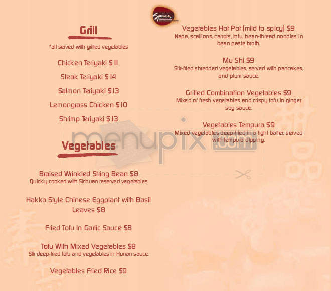 Spices Asian Restaurant - Washington, DC menu_pic