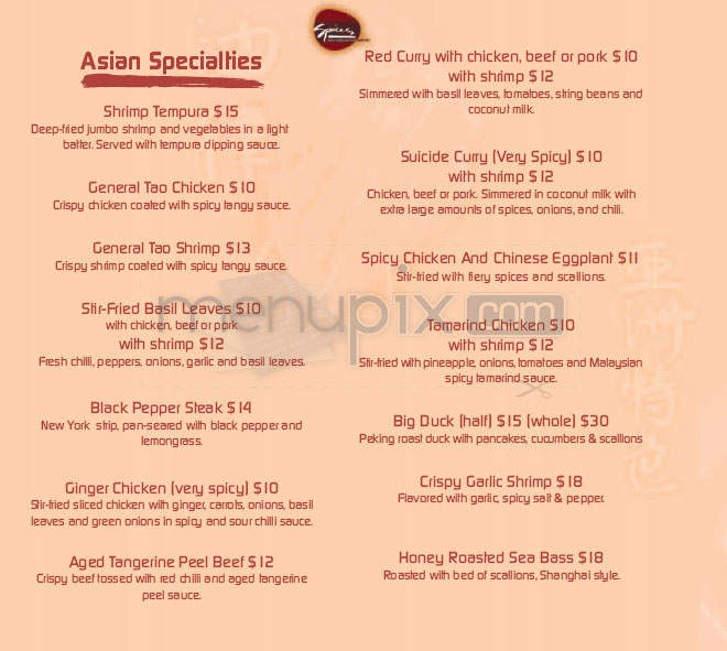 Spices Asian Restaurant - Washington, DC menu_pic
