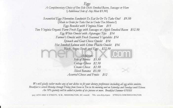 St. Regis - Washington, DC menu_pic