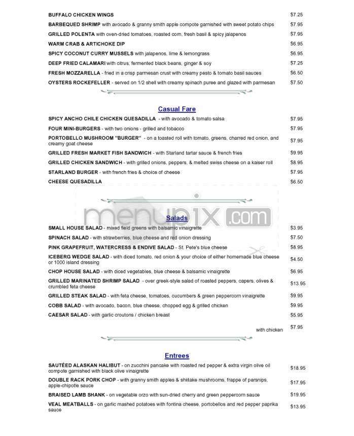 Starland Cafe - Washington, DC menu_pic