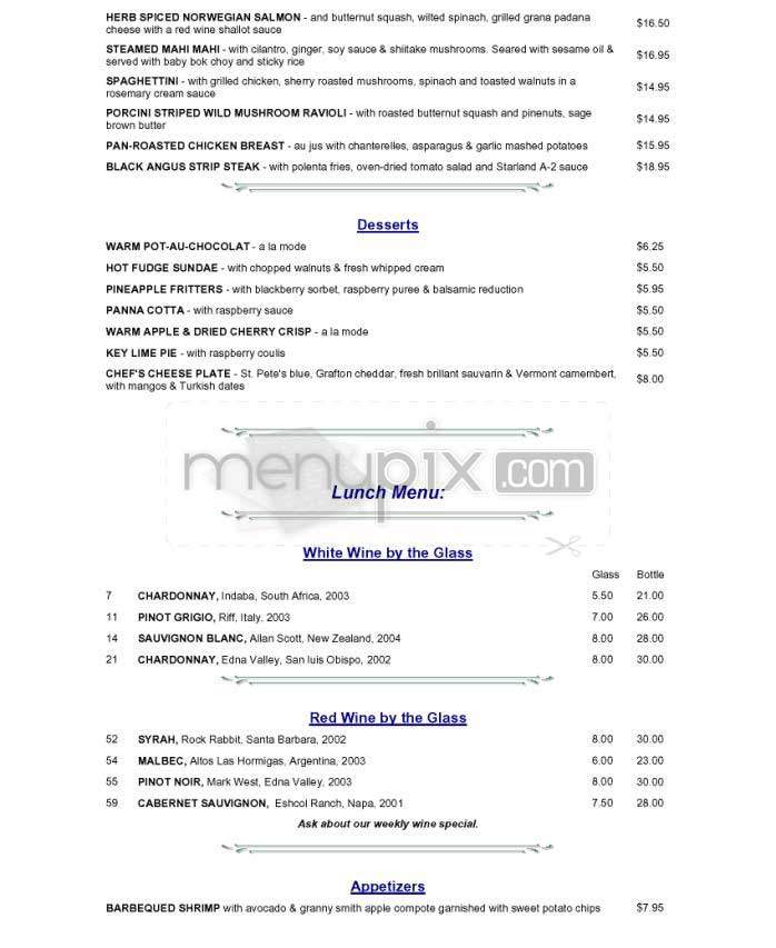 Starland Cafe - Washington, DC menu_pic