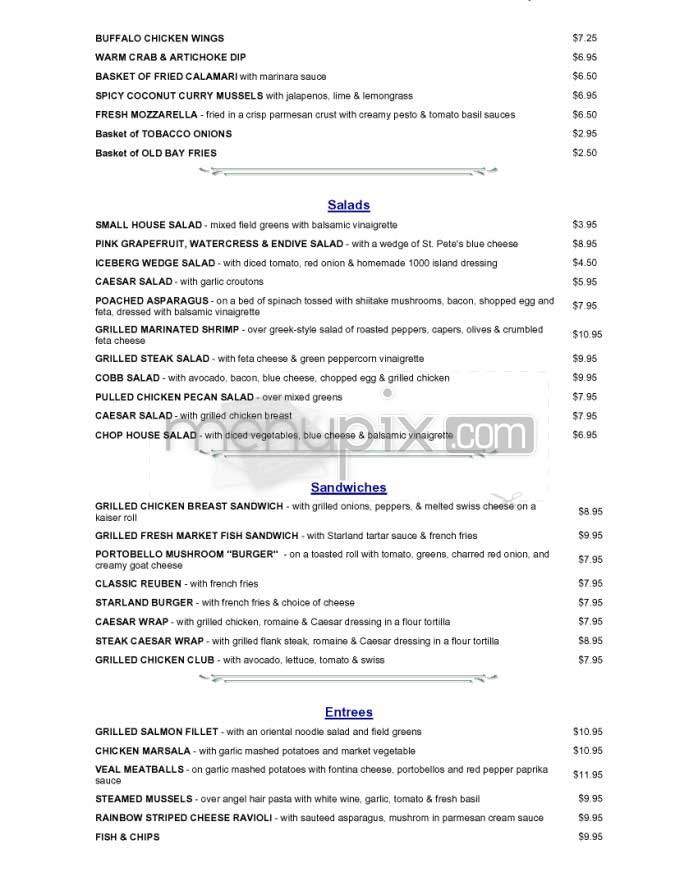 Starland Cafe - Washington, DC menu_pic