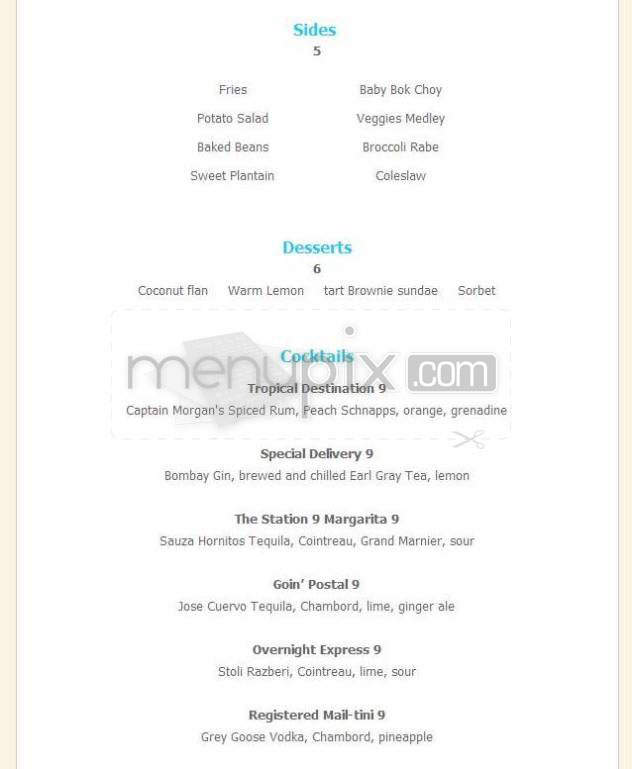 Station 9 Restaurant - Washington, DC menu_pic