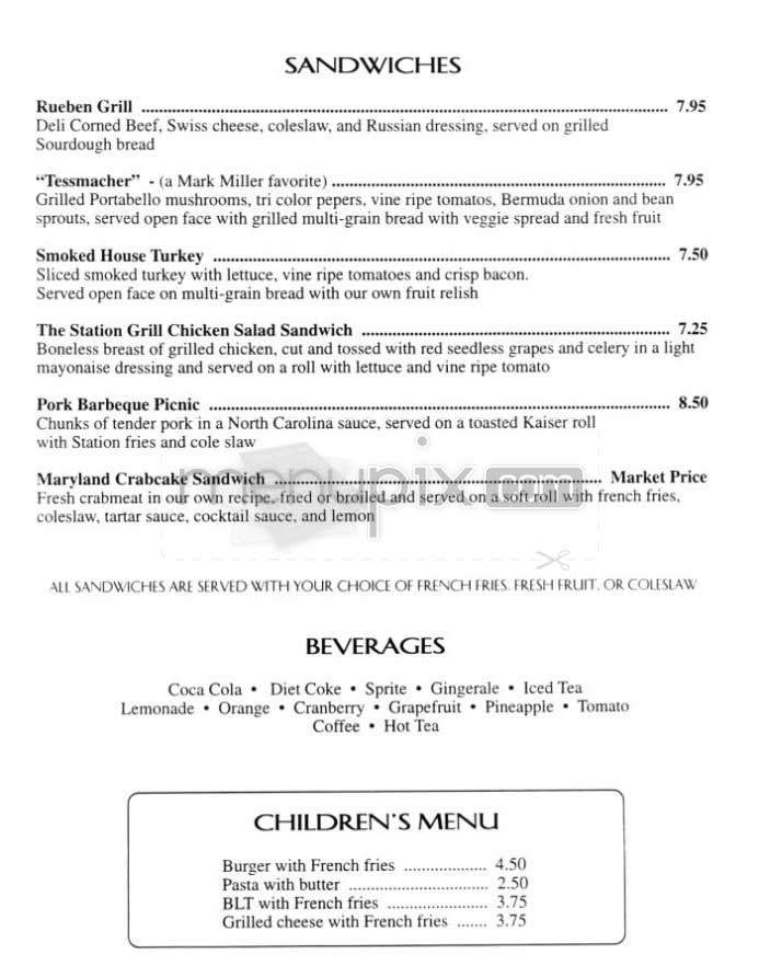 The Station Grill - Washington, DC menu_pic
